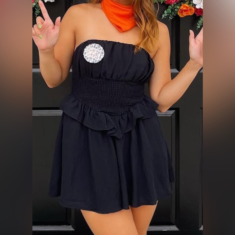Black Strapless Romper